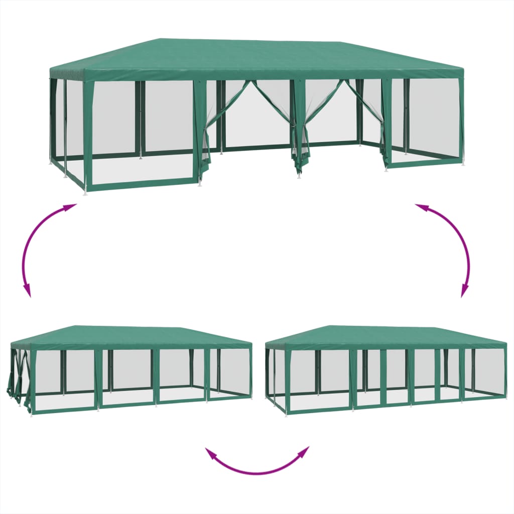 vidaXL Carpa para fiestas con 12 paredes de malla HDPE verde 8x4 m