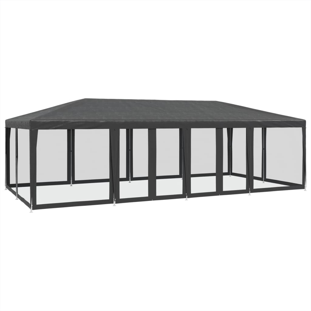 vidaXL Carpa para fiestas 12 paredes de malla HDPE gris antracita 8x4m