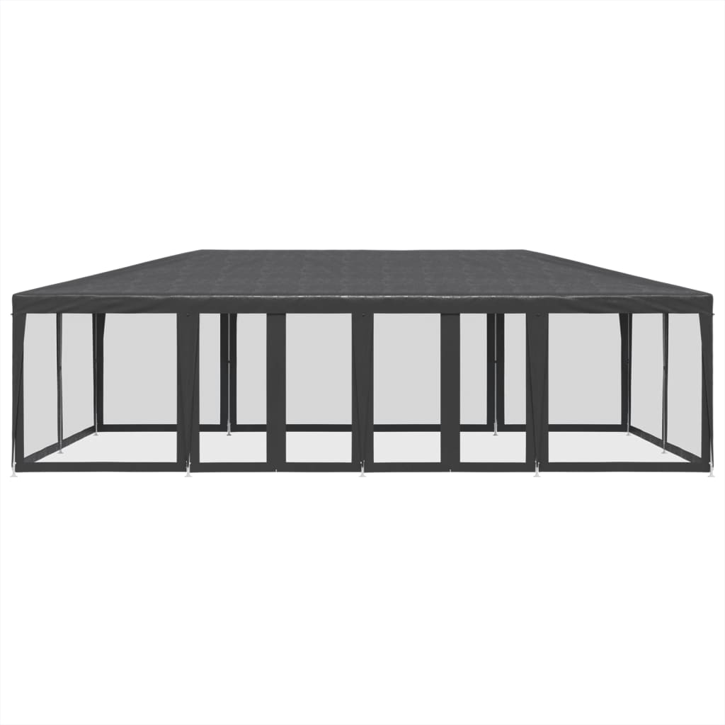 vidaXL Carpa para fiestas 12 paredes de malla HDPE gris antracita 8x4m