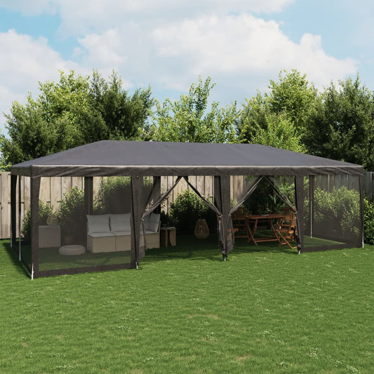 vidaXL Carpa para fiestas 12 paredes de malla HDPE gris antracita 8x4m