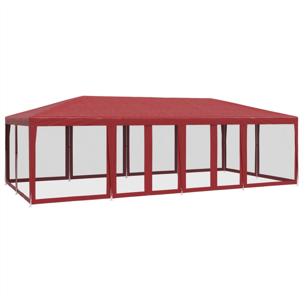 vidaXL Carpa para fiestas con 12 paredes de malla HDPE rojo 8x4 m