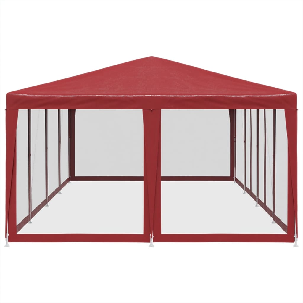 vidaXL Carpa para fiestas con 12 paredes de malla HDPE rojo 8x4 m