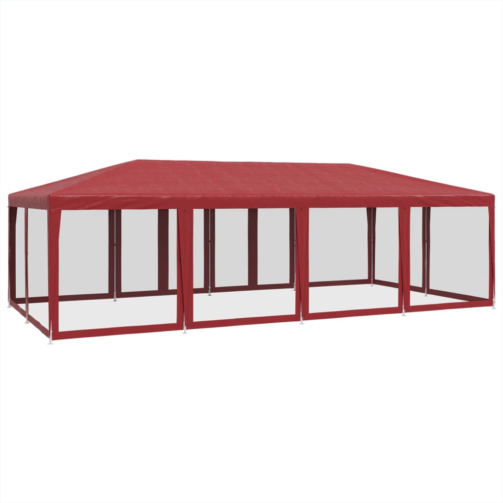 vidaXL Carpa para fiestas con 12 paredes de malla HDPE rojo 8x4 m