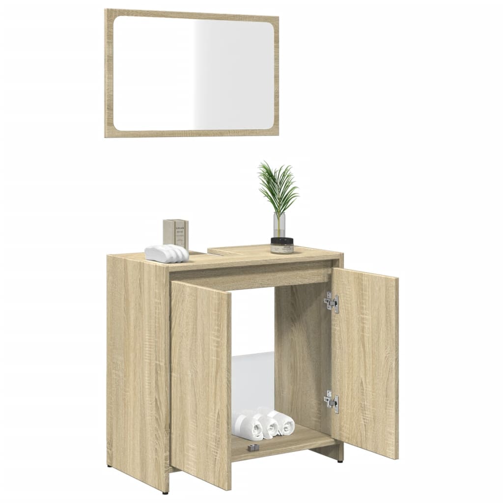 vidaXL Set de muebles de baño 2 pzas madera contrachapada roble Sonoma