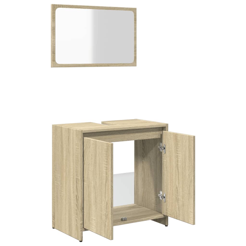 vidaXL Set de muebles de baño 2 pzas madera contrachapada roble Sonoma