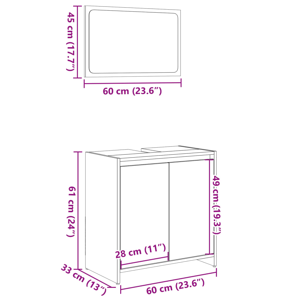 vidaXL Set de muebles de baño 2 pzas madera contrachapada roble Sonoma