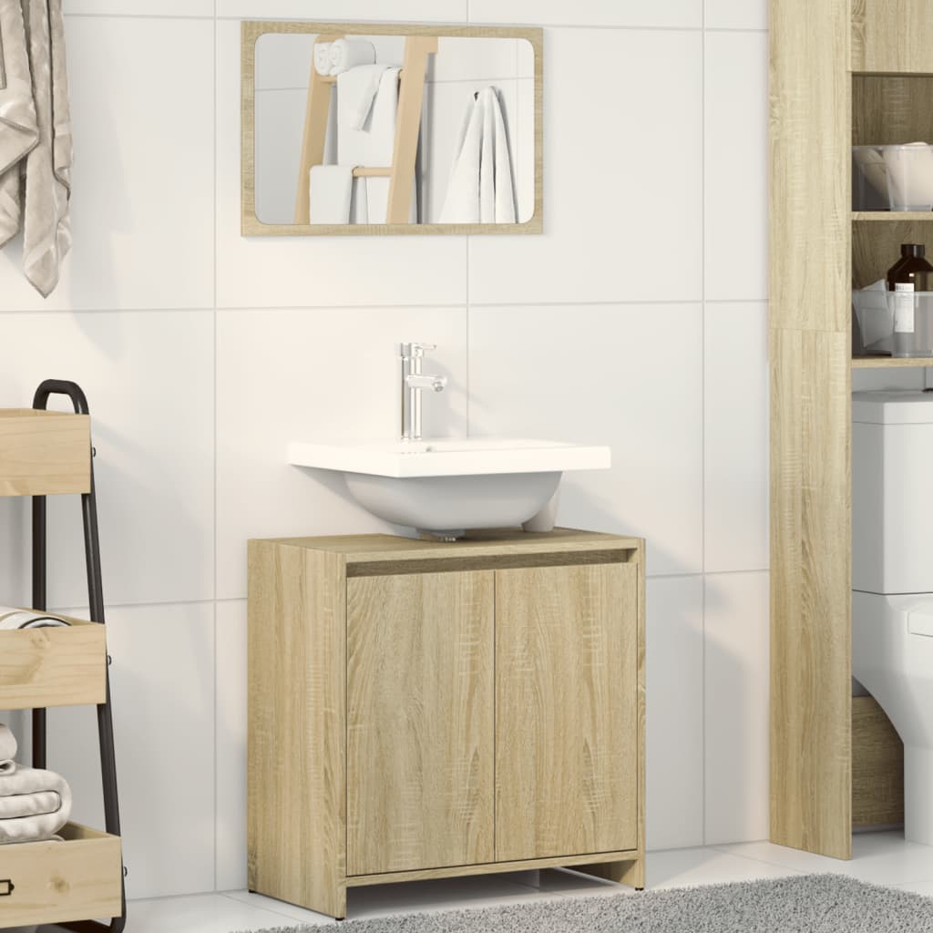 vidaXL Set de muebles de baño 2 pzas madera contrachapada roble Sonoma