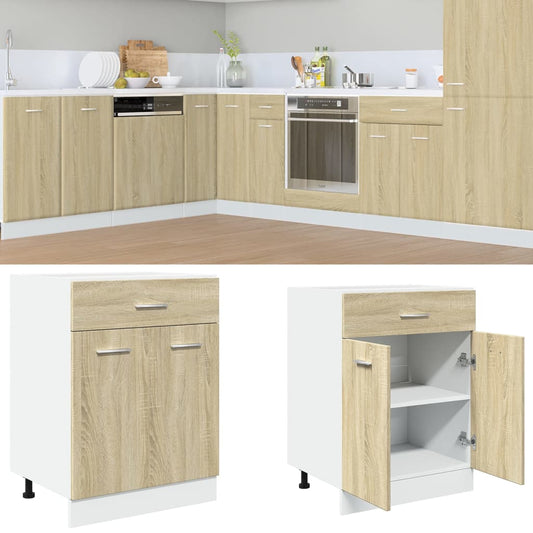 vidaXL Mueble bajo cocina con cajón madera roble Sonoma 60x46x81,5 cm