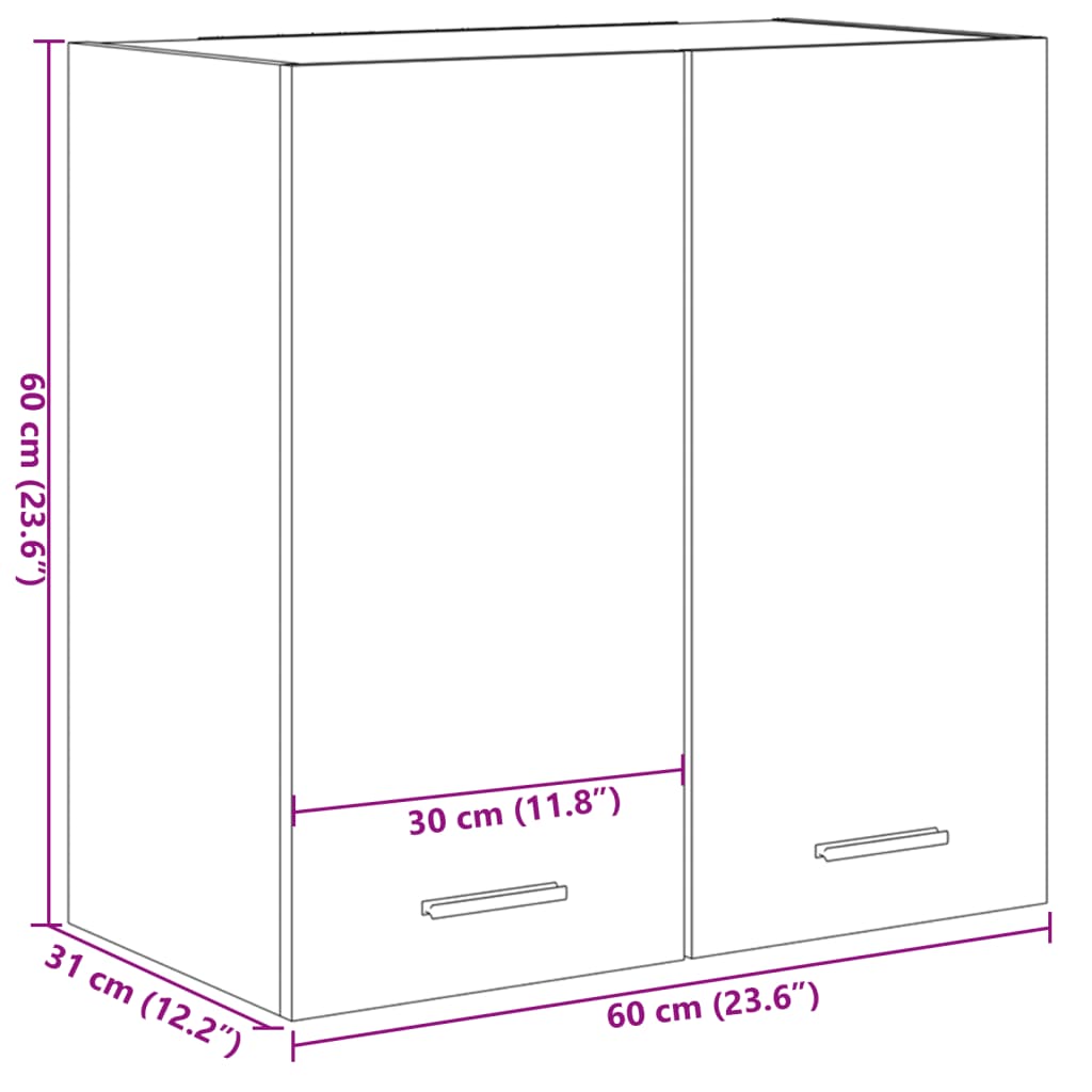 vidaXL Armario colgante cocina contrachapada roble 60x31x60 cm