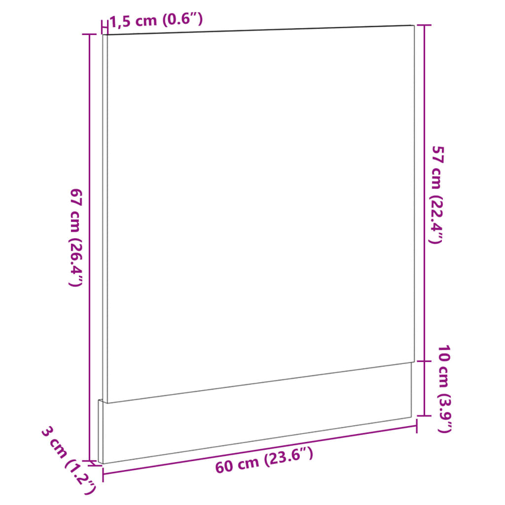 vidaXL Panel de lavavajillas madera ingeniería roble Sonoma 60x3x67 cm