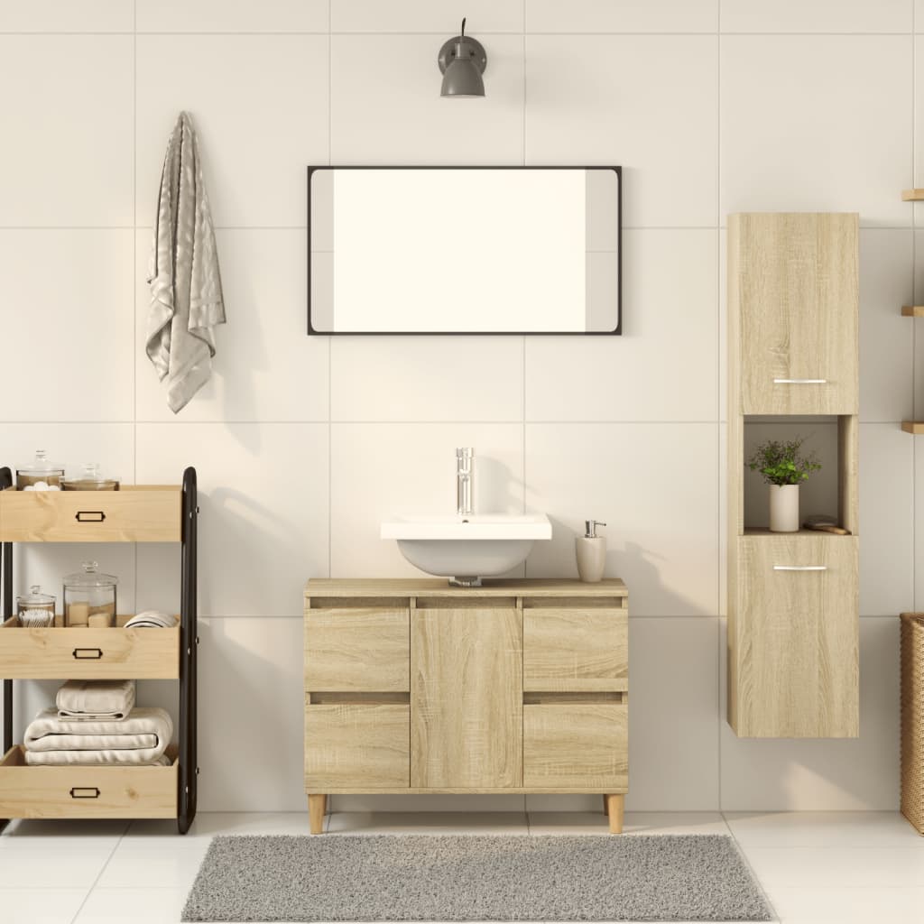 vidaXL Armario de baño madera ingeniería roble Sonoma 30x30x130 cm