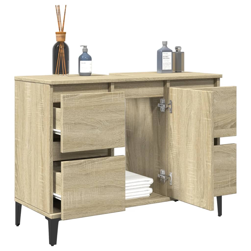 vidaXL Armario de lavabo madera contrachapada roble Sonoma 80x33x60 cm