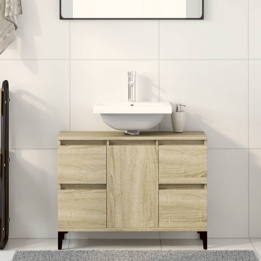 vidaXL Armario de lavabo madera contrachapada roble Sonoma 80x33x60 cm