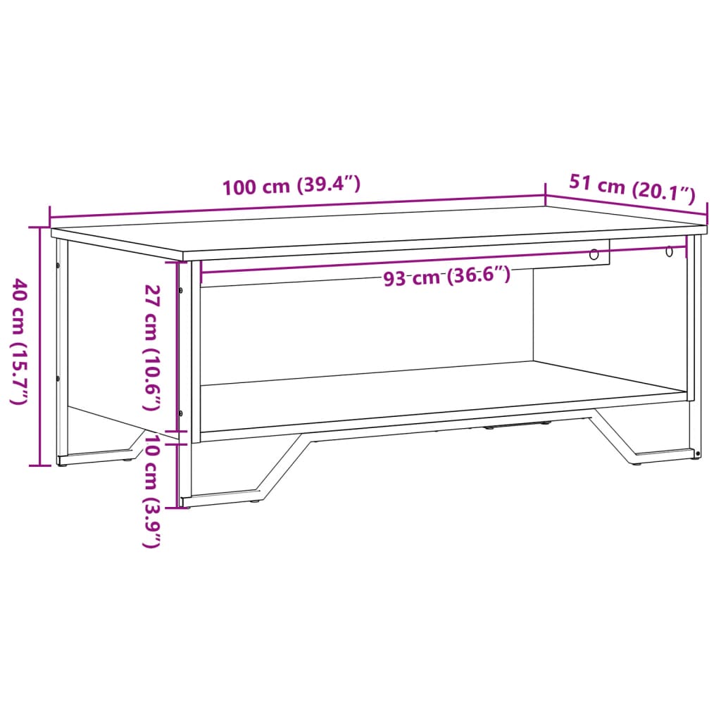 vidaXL Mesa de centro madera de ingeniería roble Sonoma 100x51x40 cm