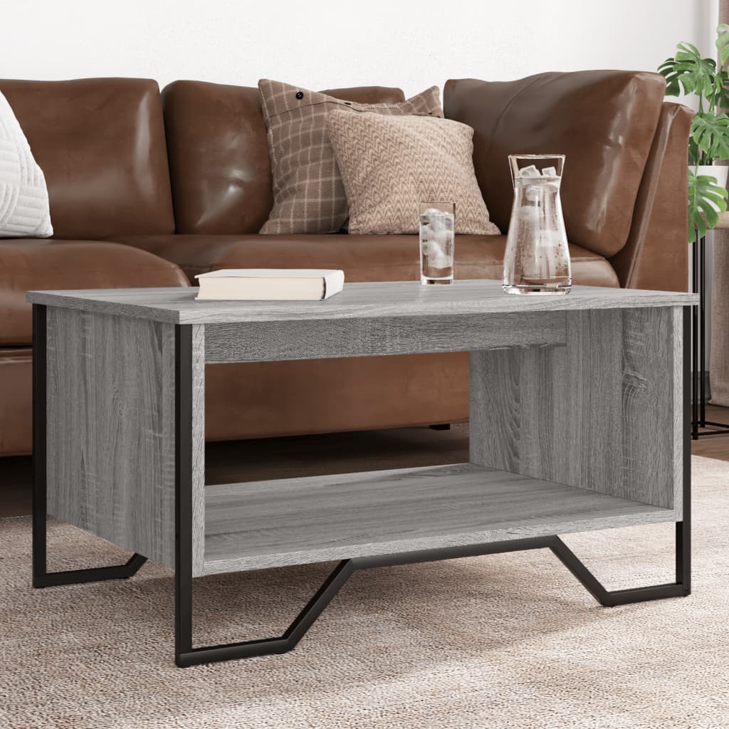 vidaXL Mesa de centro madera contrachapada gris Sonoma 75x51x40 cm