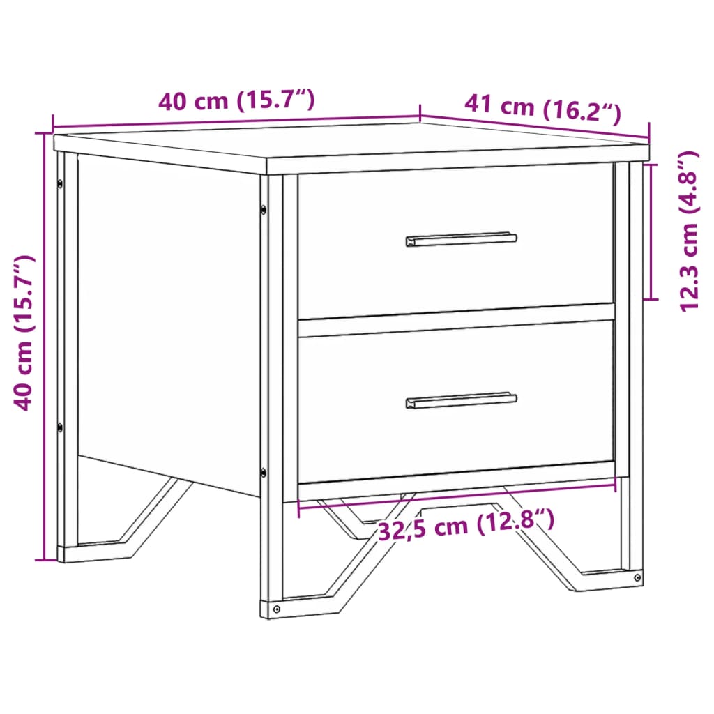 vidaXL Mesitas noche 2 uds madera ingeniería roble Sonoma 40x41x40 cm