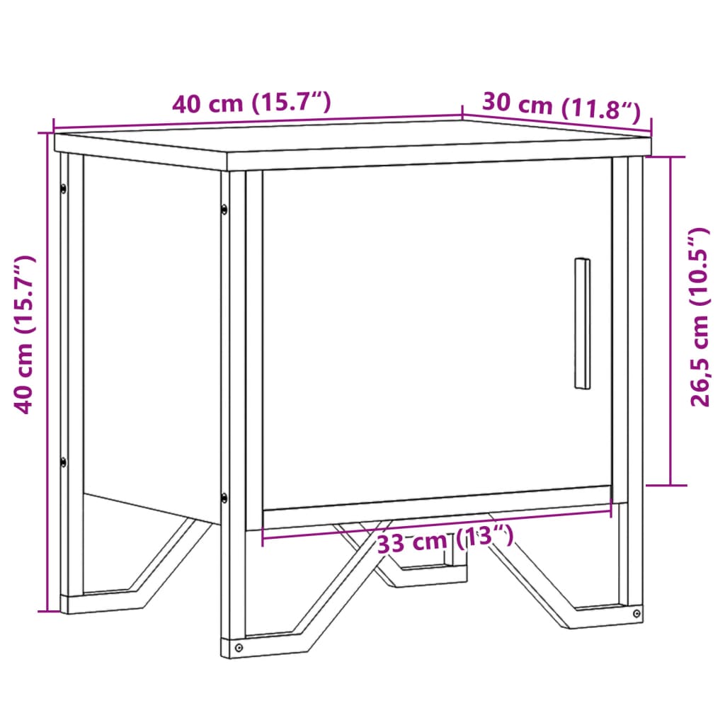 vidaXL Mesita de noche madera contrachapada negro 40x30x40 cm