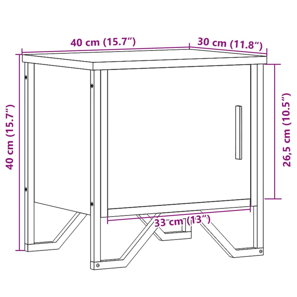 vidaXL Mesita de noche madera contrachapada color roble 40x30x40 cm