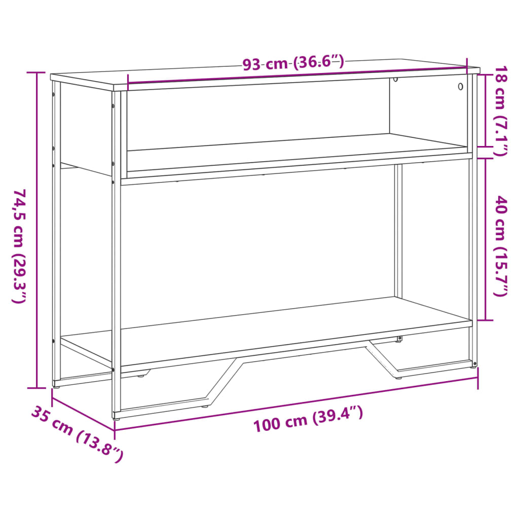 vidaXL Mesa consola madera de ingeniería negra 100x35x74,5 cm