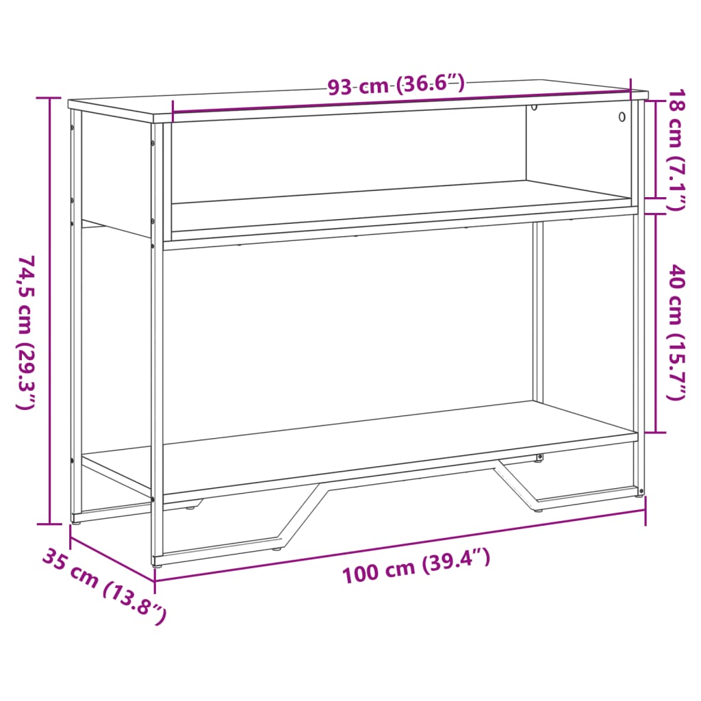 vidaXL Mesa consola madera de ingeniería roble Sonoma 100x35x74,5 cm