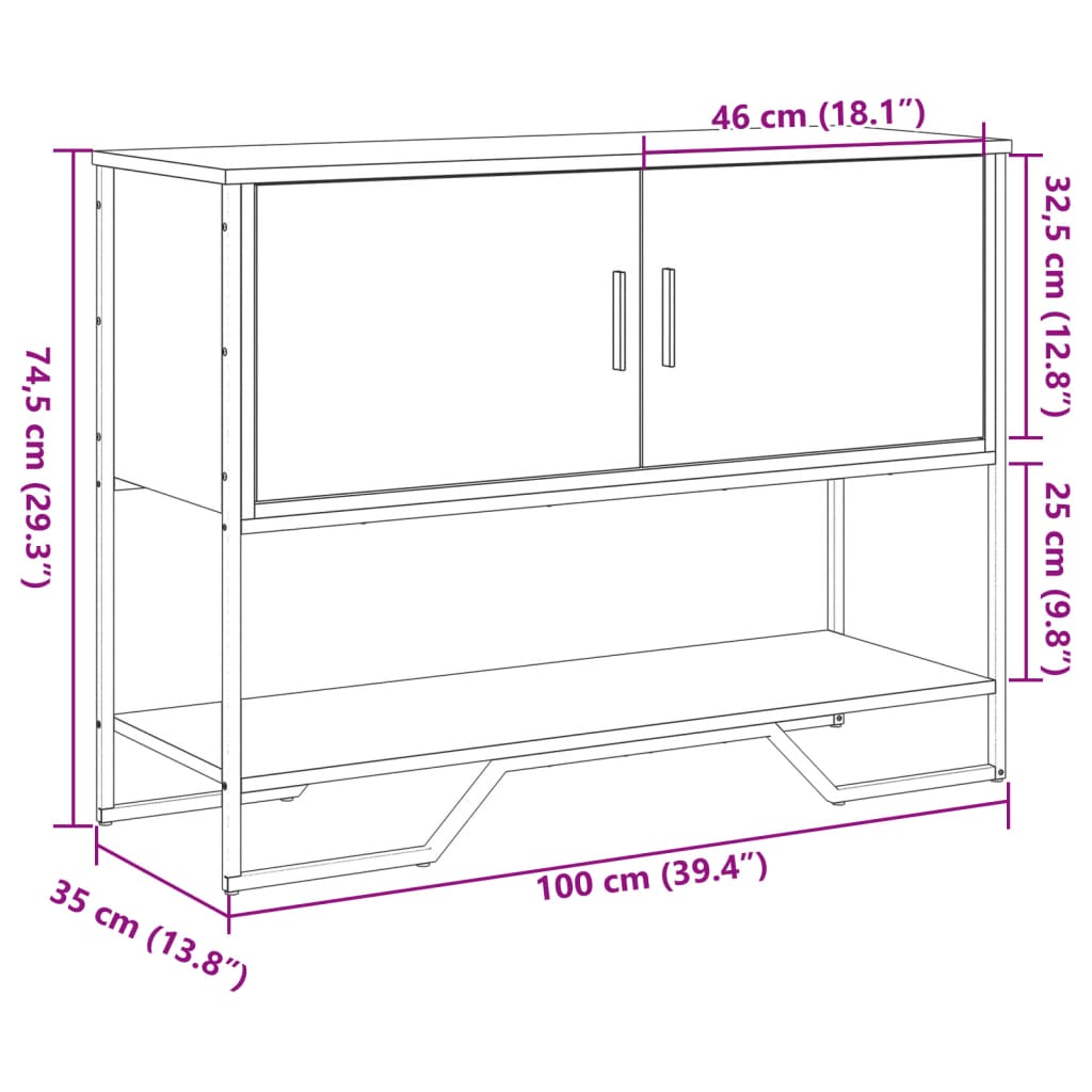 vidaXL Mesa consola madera de ingeniería roble ahumado 100x35x74,5 cm