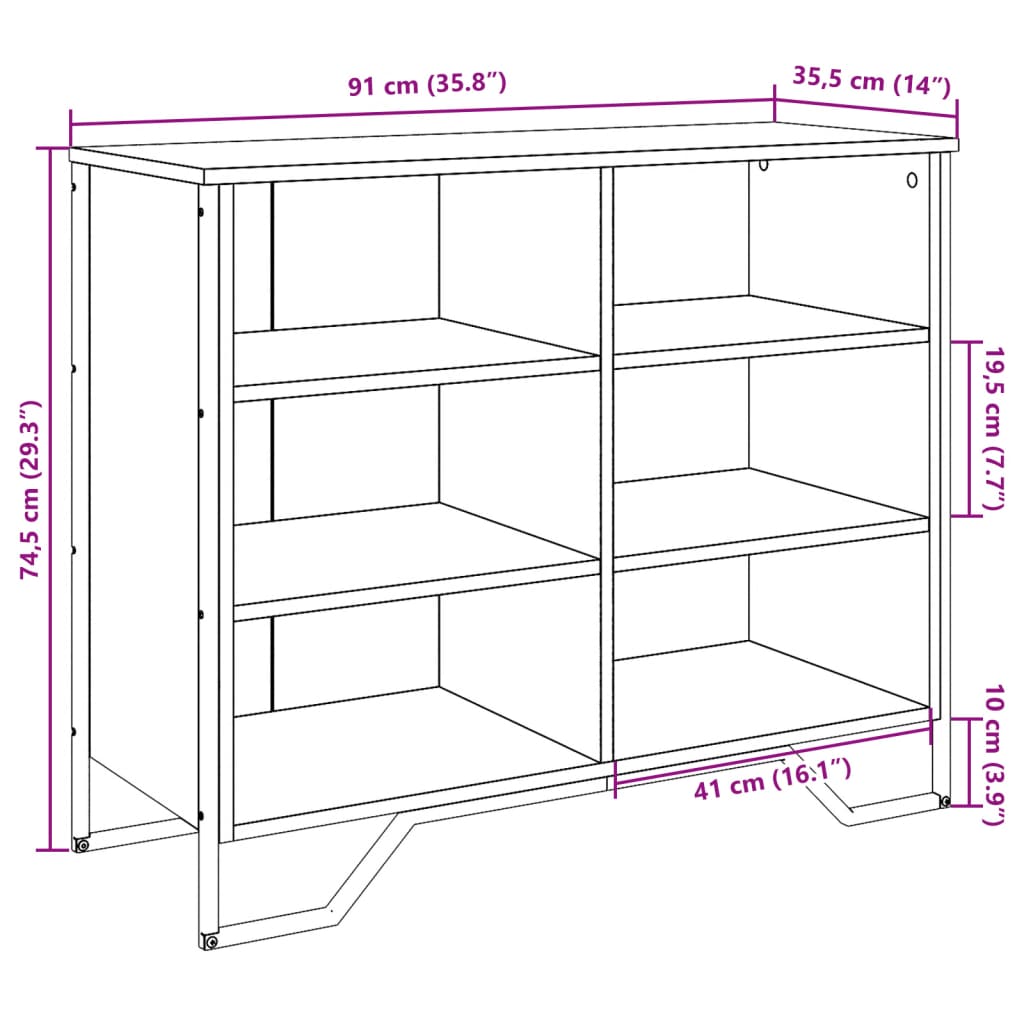 vidaXL Aparador madera de ingeniería roble Sonoma 91x35,5x74,5 cm