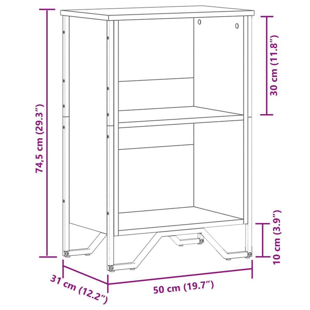 vidaXL Estantería madera de ingeniería negro 50x31x74,5 cm