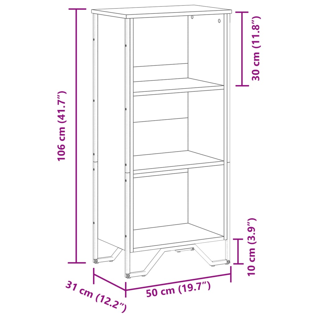 vidaXL Estantería de madera de ingeniería negra 50x31x106 cm