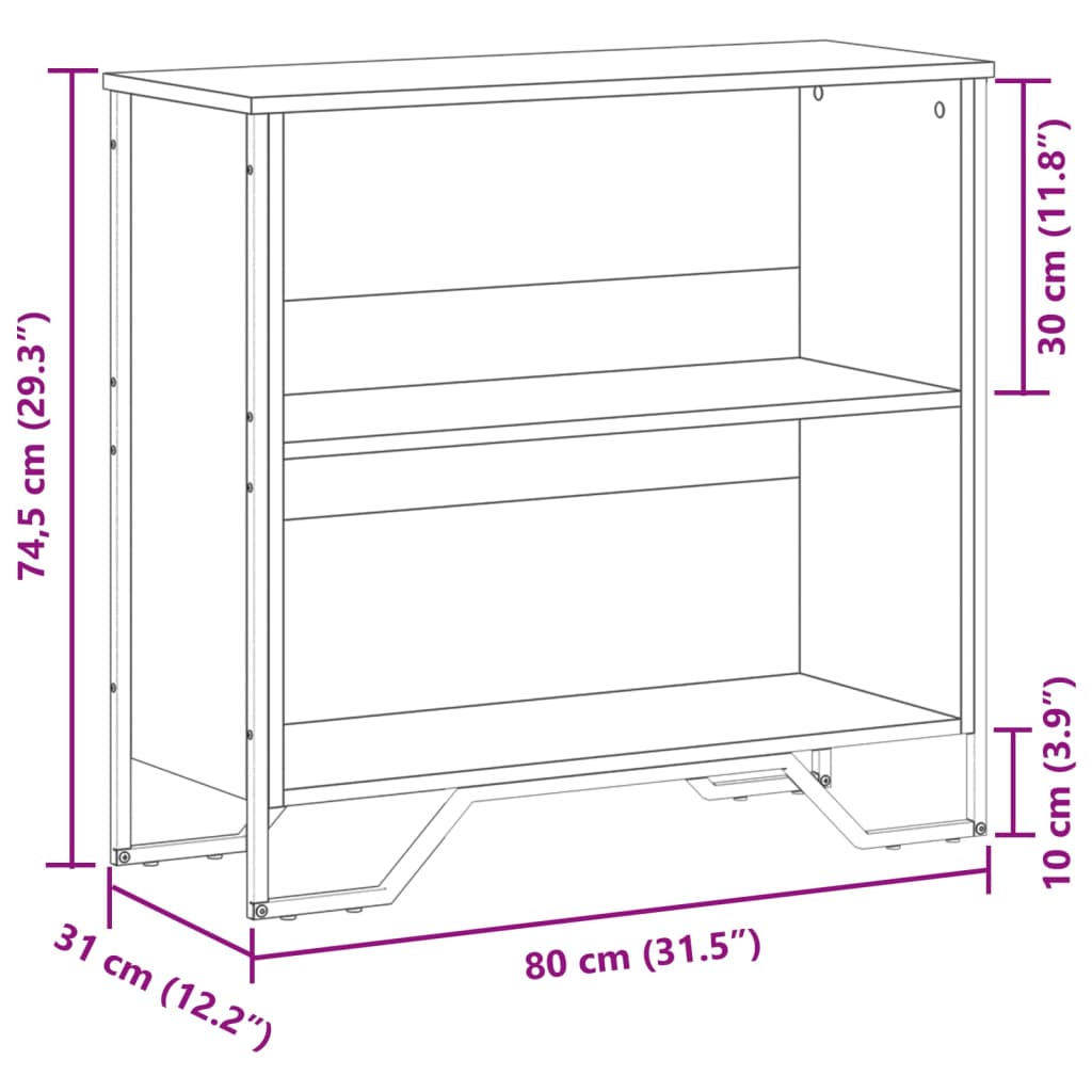 vidaXL Estantería de madera de ingeniería negra 80x31x74,5 cm