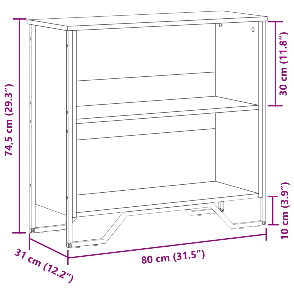 vidaXL Estantería madera de ingeniería gris Sonoma 80x31x74,5 cm