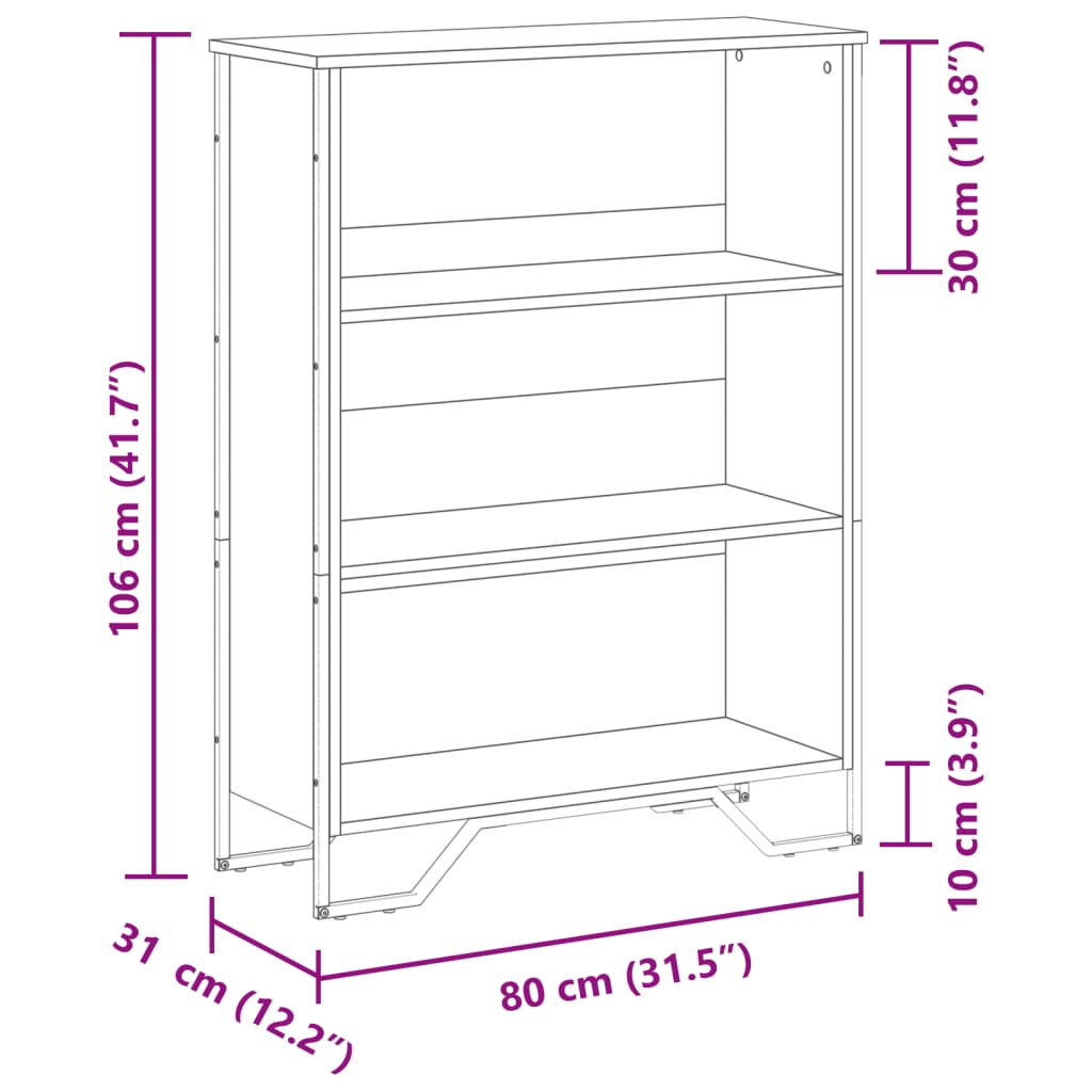 vidaXL Estantería madera de ingeniería roble Sonoma 80x31x106 cm