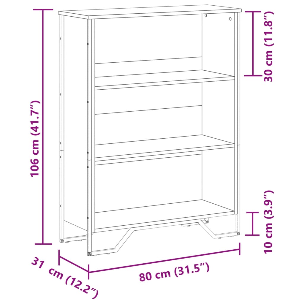 vidaXL Estantería madera de ingeniería roble ahumado 80x31x106 cm