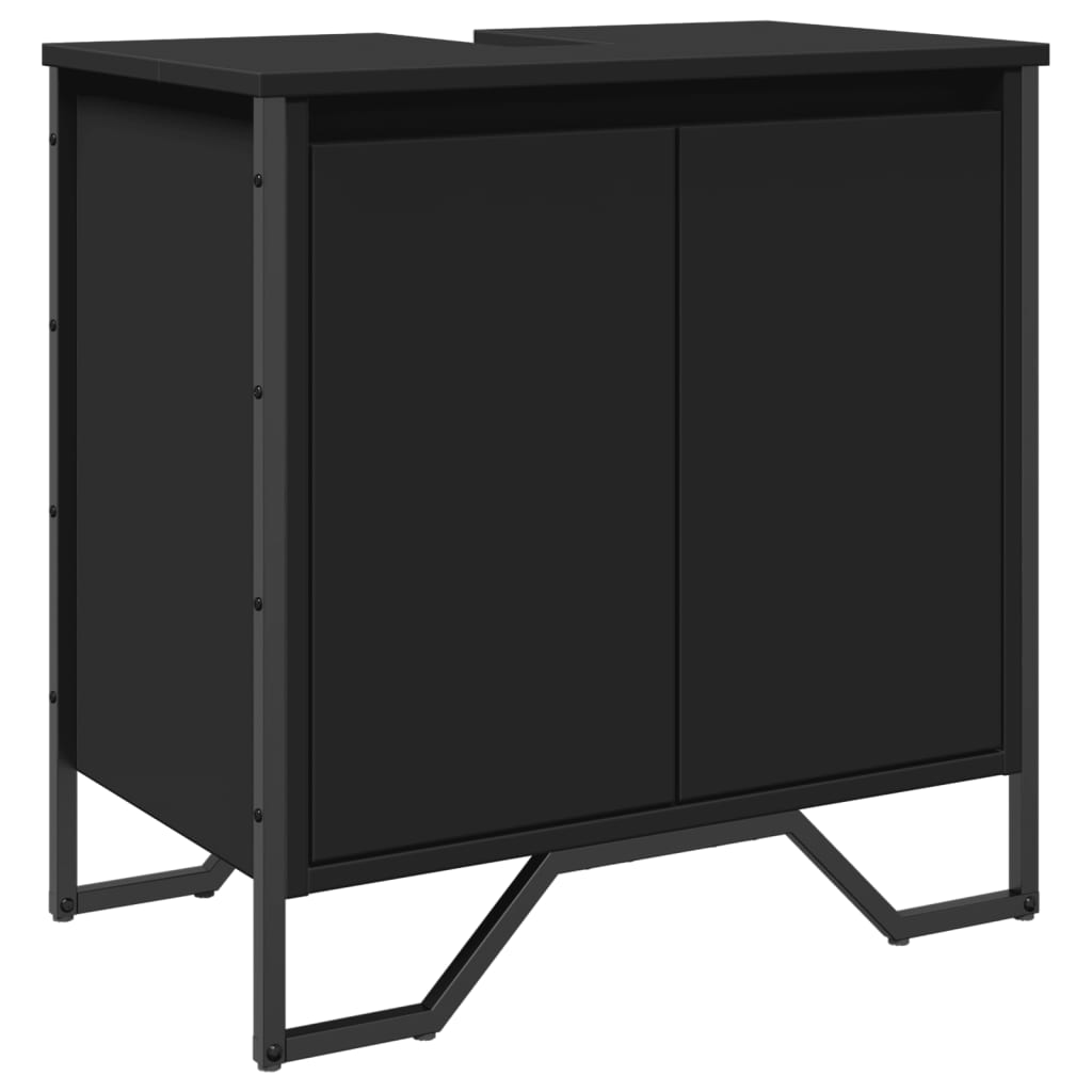 vidaXL Armario para lavabo de baño madera ingeniería negro 60x35x60 cm