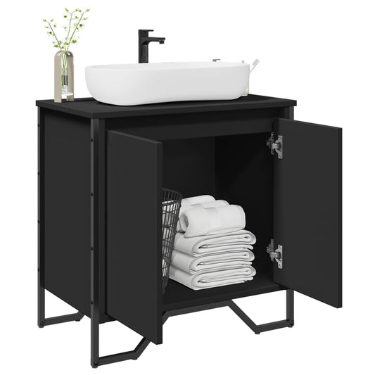 vidaXL Armario para lavabo de baño madera ingeniería negro 60x35x60 cm