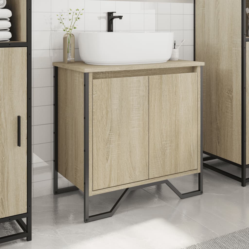 vidaXL Armario lavabo baño madera ingeniería roble Sonoma 60x35x60 cm