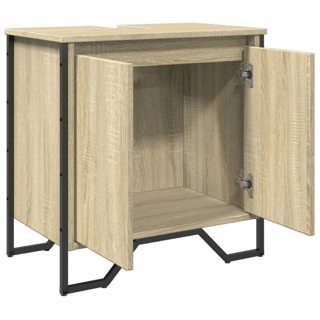 vidaXL Armario lavabo baño madera ingeniería roble Sonoma 60x35x60 cm