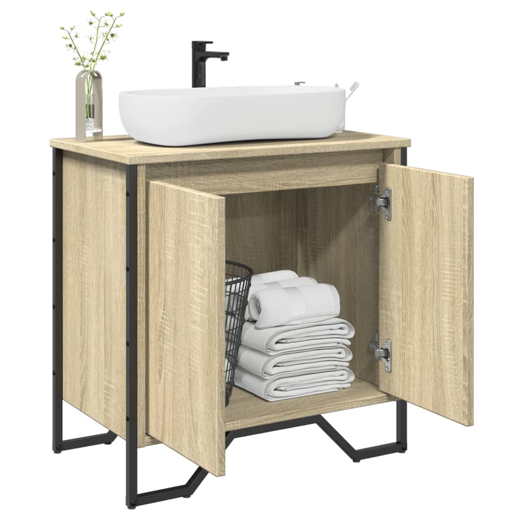 vidaXL Armario lavabo baño madera ingeniería roble Sonoma 60x35x60 cm