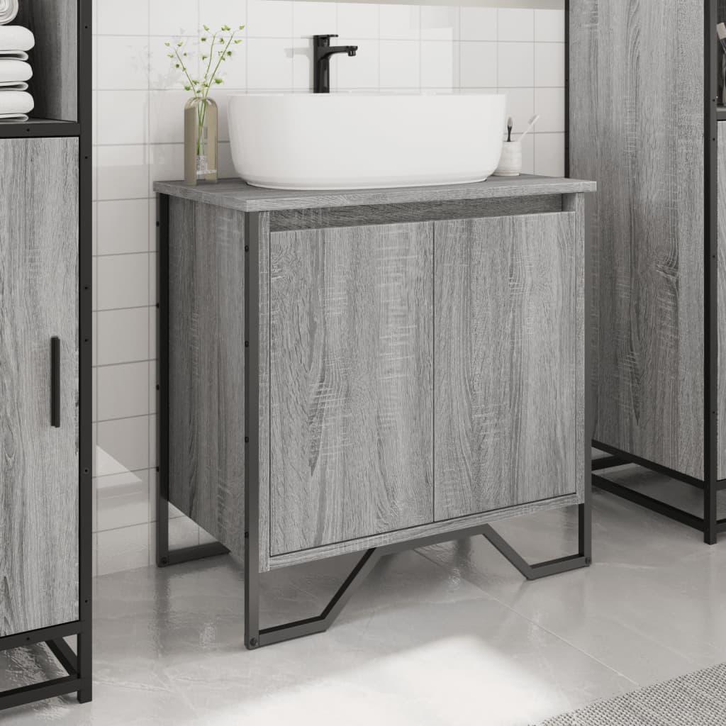 vidaXL Armario lavabo baño madera ingeniería gris Sonoma 60x35x60 cm