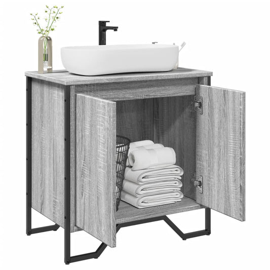 vidaXL Armario lavabo baño madera ingeniería gris Sonoma 60x35x60 cm