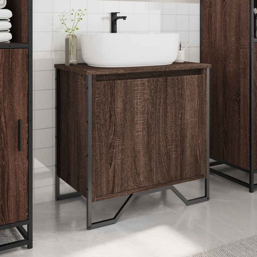 vidaXL Armario lavabo baño madera ingeniería marrón roble 60x35x60 cm