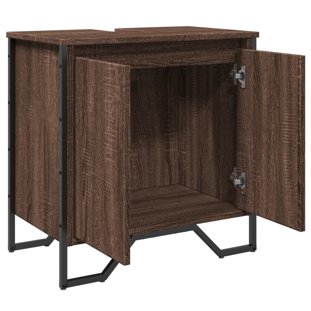 vidaXL Armario lavabo baño madera ingeniería marrón roble 60x35x60 cm