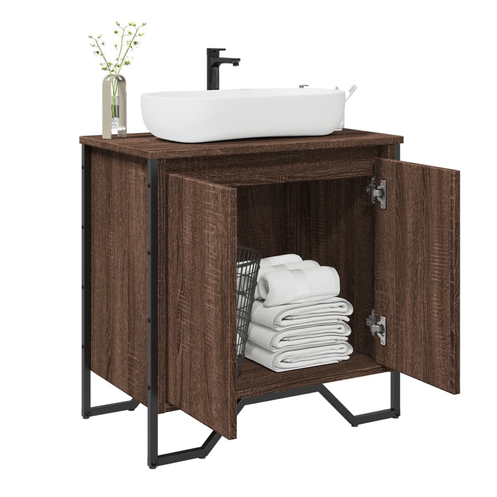 vidaXL Armario lavabo baño madera ingeniería marrón roble 60x35x60 cm