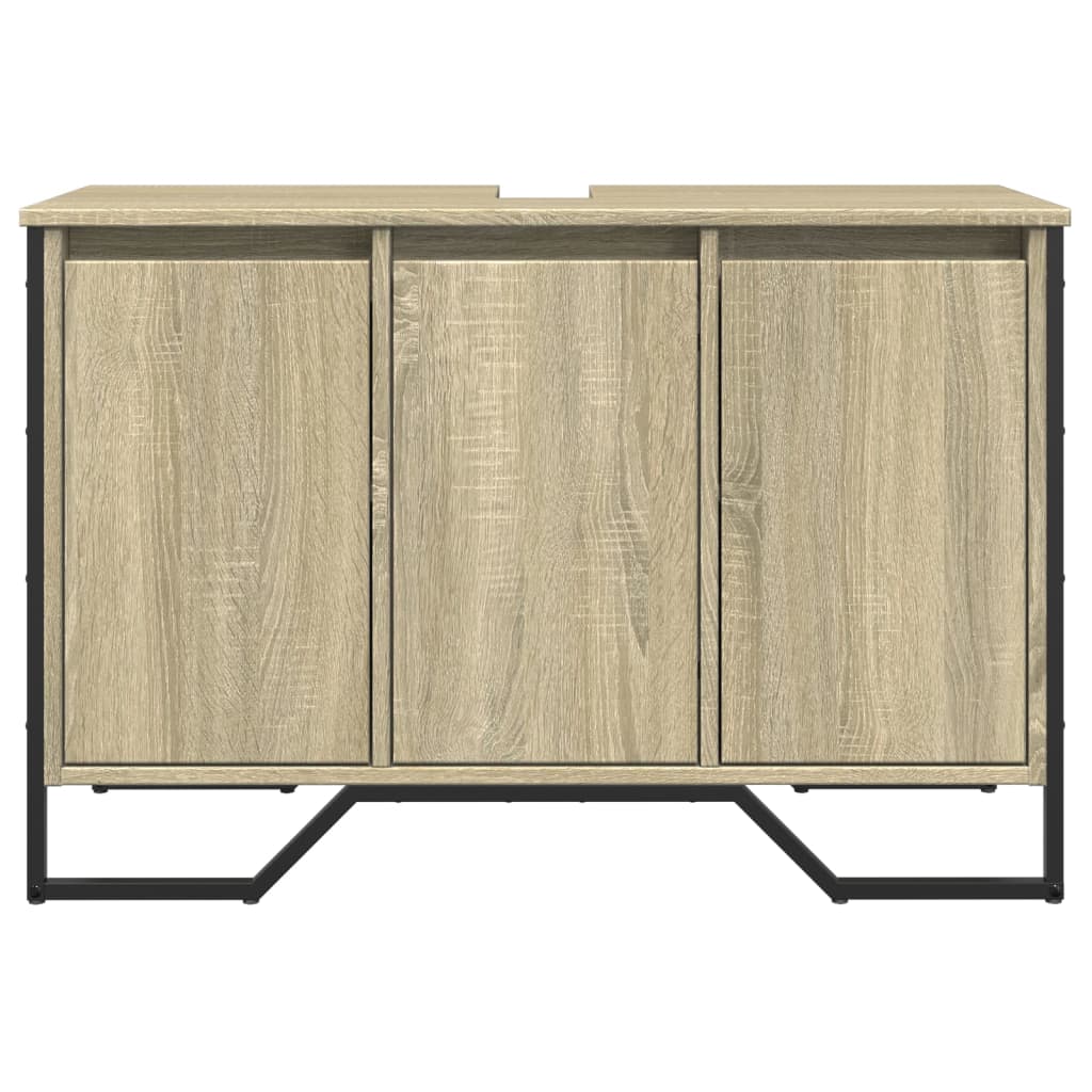 vidaXL Armario lavabo baño madera ingeniería roble Sonoma 91x35x60 cm