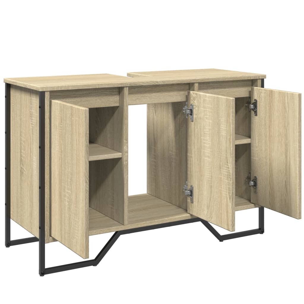 vidaXL Armario lavabo baño madera ingeniería roble Sonoma 91x35x60 cm