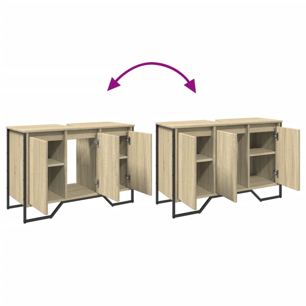 vidaXL Armario lavabo baño madera ingeniería roble Sonoma 91x35x60 cm