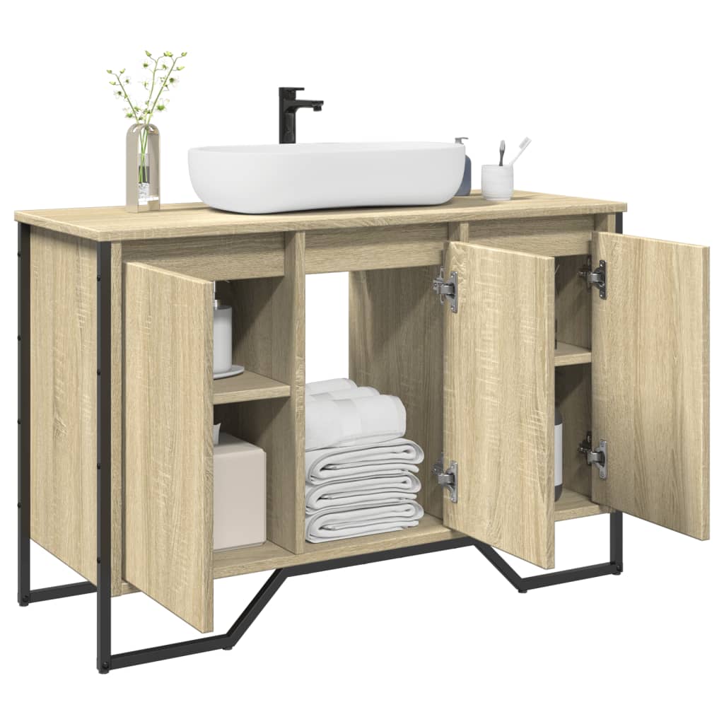 vidaXL Armario lavabo baño madera ingeniería roble Sonoma 91x35x60 cm