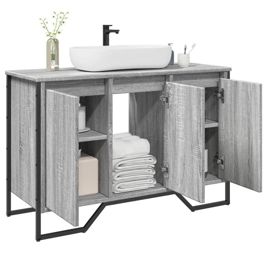 vidaXL Armario lavabo baño madera ingeniería gris Sonoma 91x35x60 cm