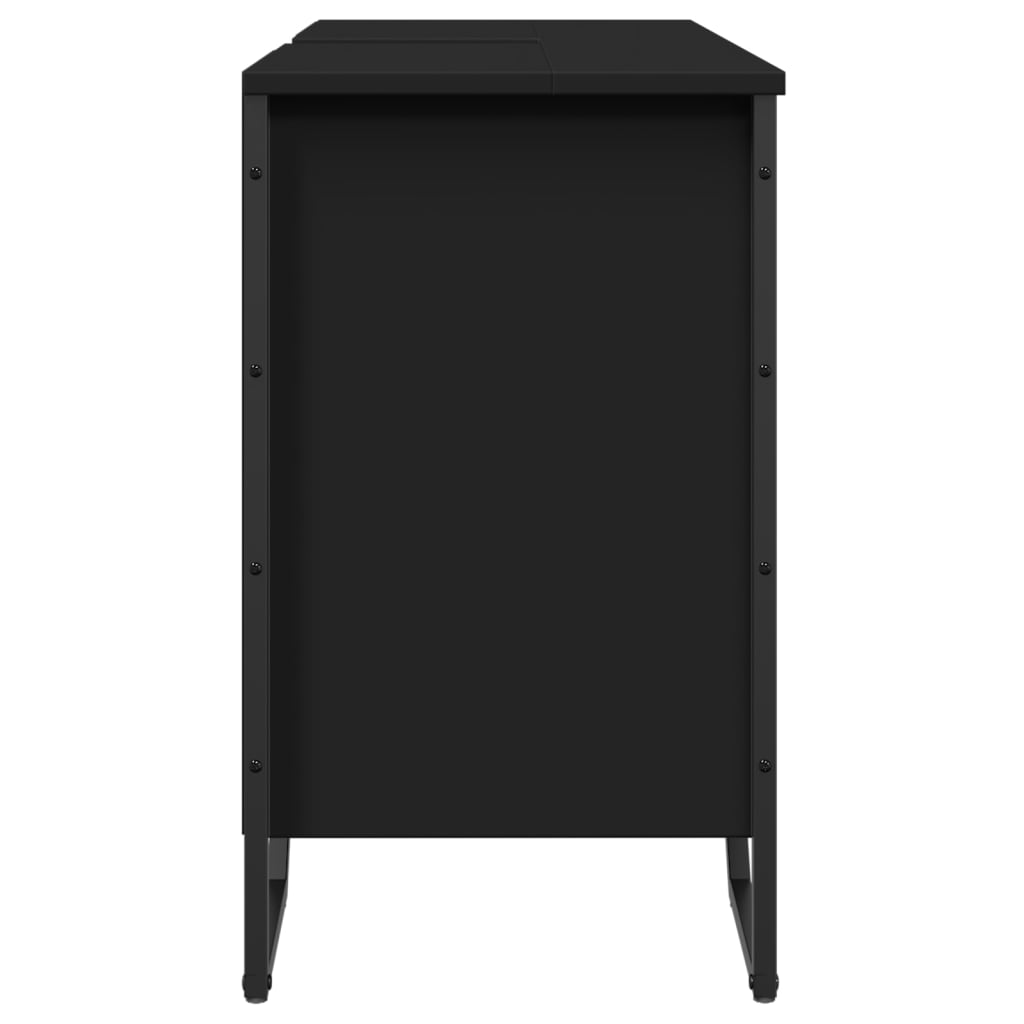 vidaXL Armario de lavabo de baño madera ingeniería negro 91x35x60 cm