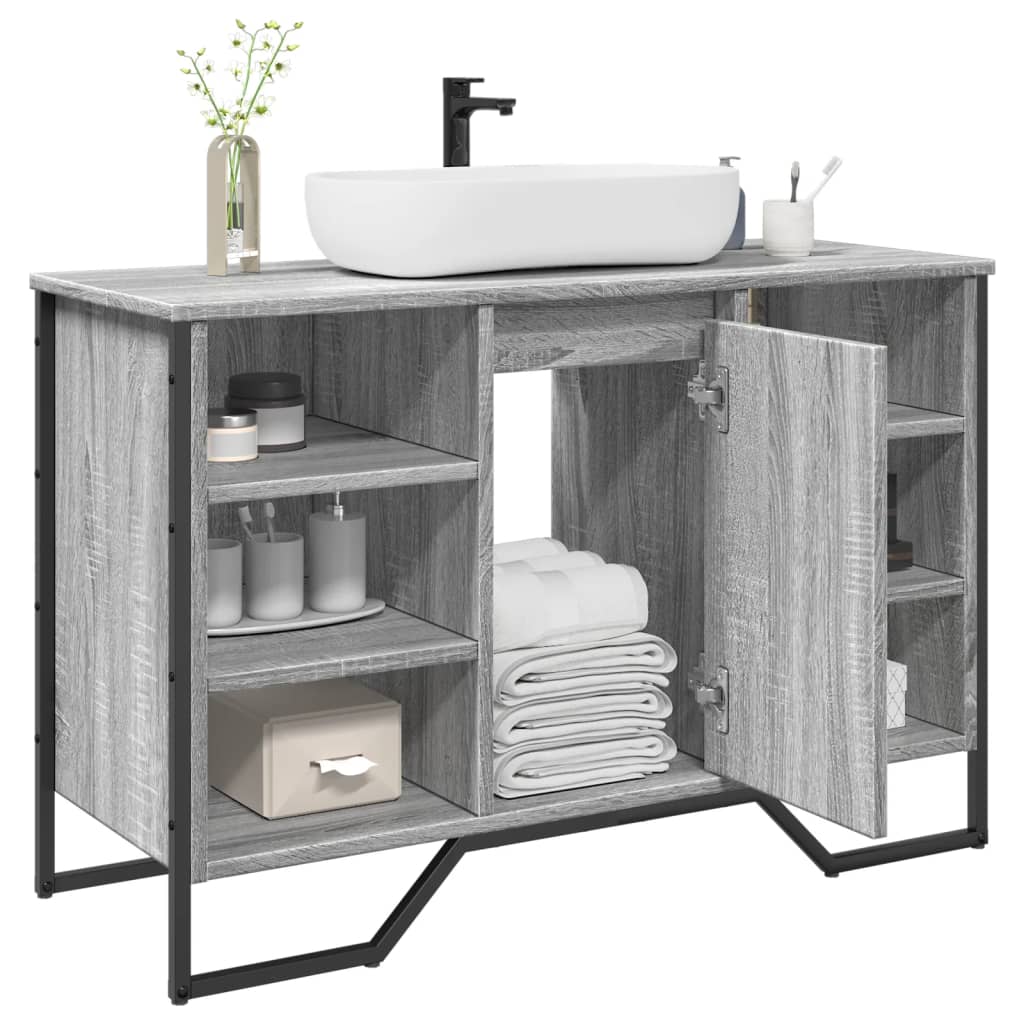 vidaXL Armario lavabo baño madera ingeniería gris Sonoma 91x35x60 cm