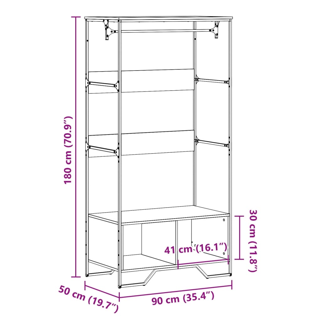 vidaXL Armario de madera de ingeniería negra 90x50x180 cm